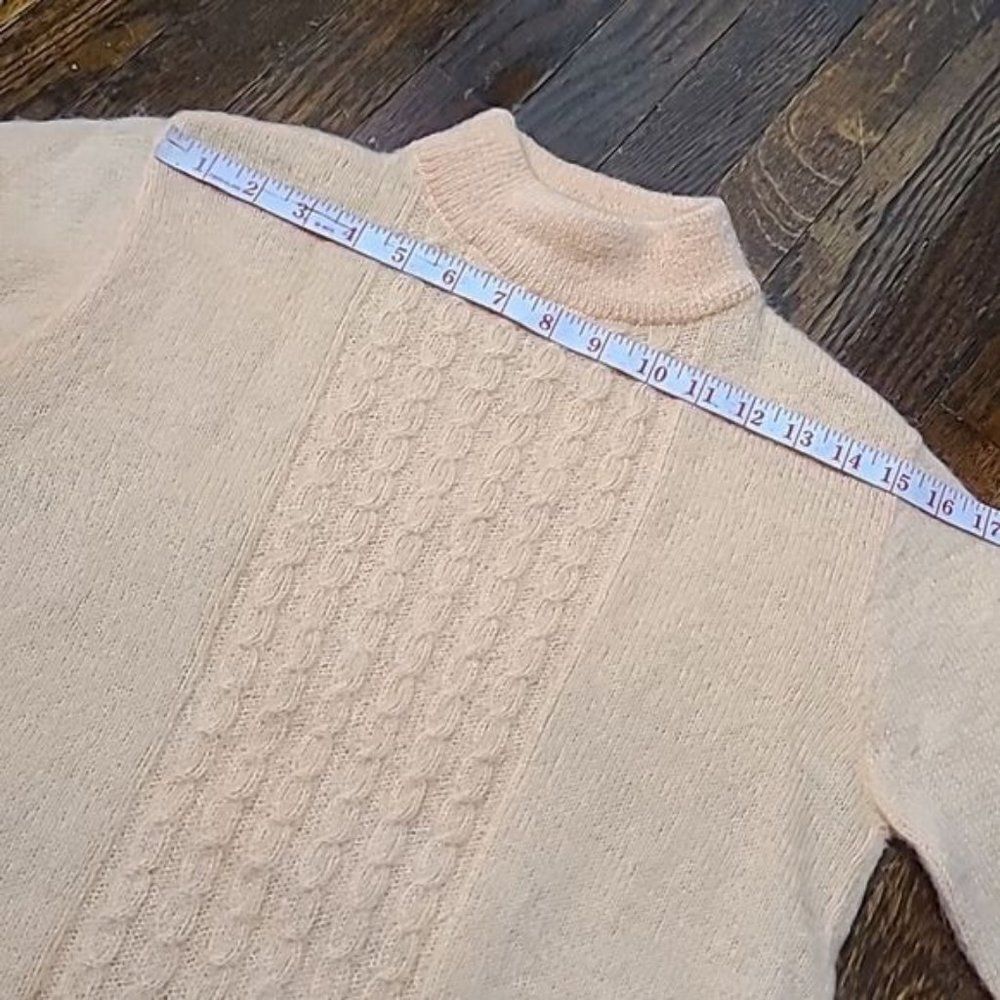 Vintage 1950's Pandira Shagora Wool Mohair Orange Mock Neck Sweater Small - Picture 6 of 11